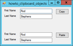 Copy and paste objects to the clipboard