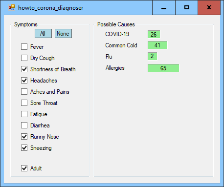 [Make a simple program to analyze COVID-19 symptoms in C#]