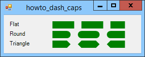 [Draw dashed lines with different dash cap styles in C#]
