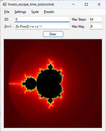 [Draw an escape time polynomial fractal in C#]
