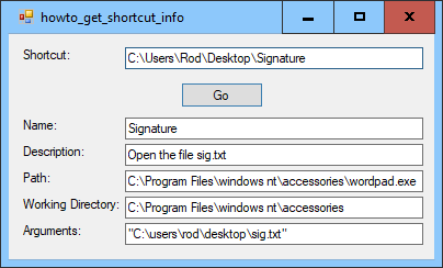 [Get information about Windows shortcuts in C#]