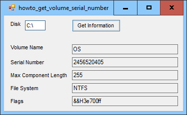 [Get a disk volume serial number in C#]
