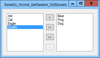 [Move items between two ListBoxes in C#]