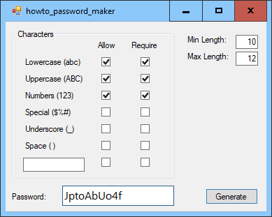 [Generate a random password in C#]