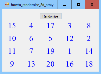 [Randomize two-dimensional arrays in C#]