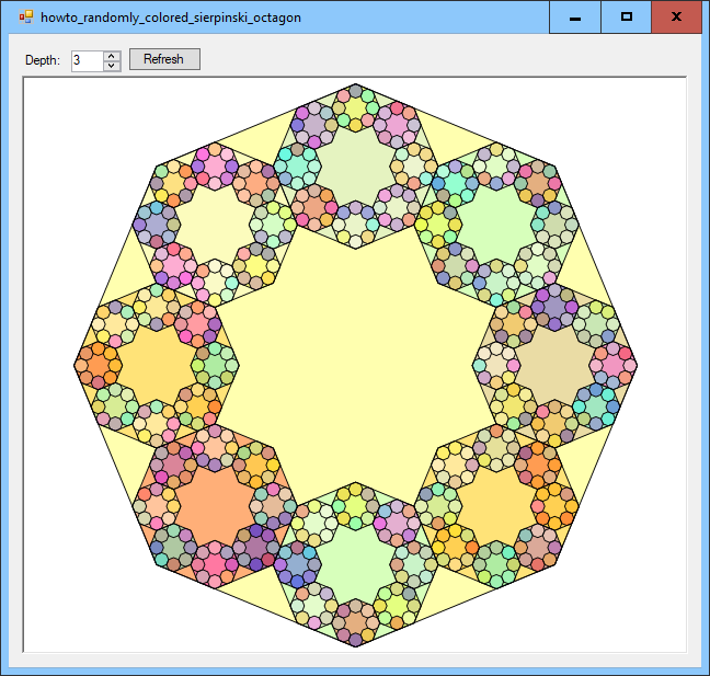 [Draw a randomly colored Sierpinski octagon in C#]