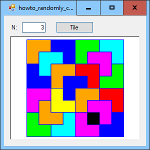 [Tile a board with randomly colored trominoes in C#]
