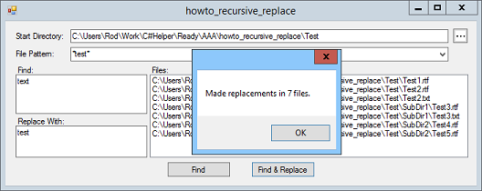 [Find, open, and replace text in files in C#]