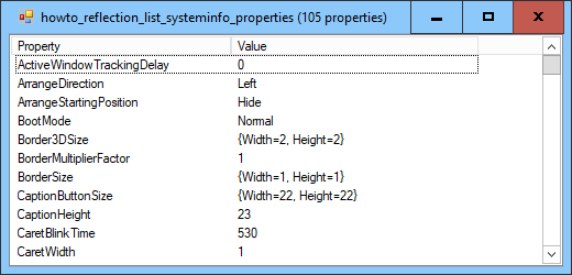 [Use reflection to list SystemInformation properties in C#]