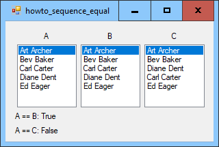 [Determine whether two lists contain the same sequence of objects in C#]