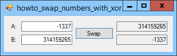 [Use XOR to swap two numbers in C#]