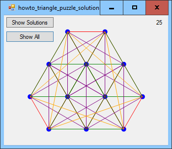[Show solutions to the equilateral triangles puzzle in C#]