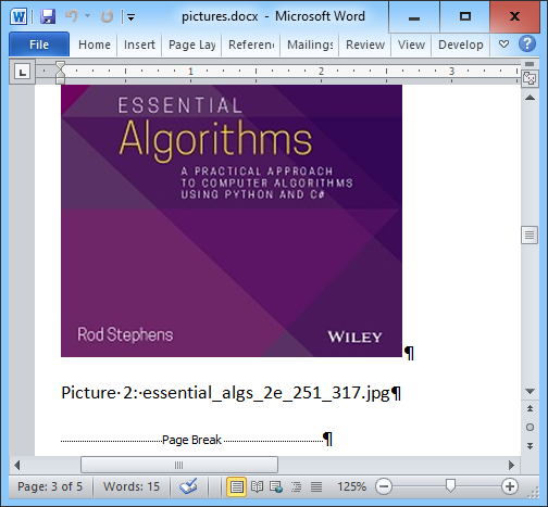 [Make a Word document with one picture on each page in C#]