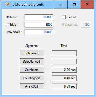 [Compare sorting algorithms in C#, part 1 of 5 (Array.sort)]
