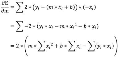 2 * (m * Sum[xi^2] + b * Sum[xi] - Sum[xi * yi])