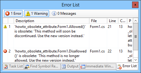 [Use the Obsolete attribute in C#]