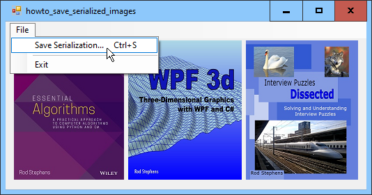 [Serialize and deserialize multiple images in files in C#]
