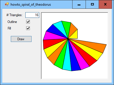 [Draw the spiral of Theodorus in C#]