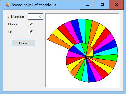 [Draw the spiral of Theodorus in C#]